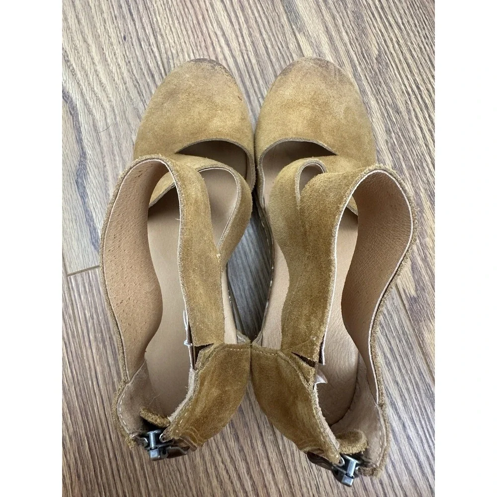 Antelope Women's Suede Wedge Clogs Size EU 39 US 8-8.5 Brown Boho Distressed